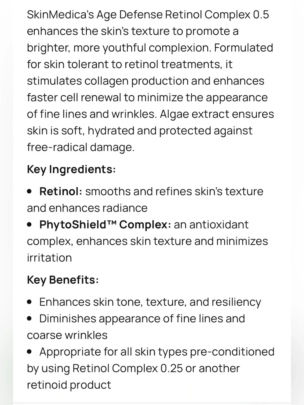SkinMedica Age Defense Retinol Complex 0.5 (1 fl. oz)  NEW Packaged sealed